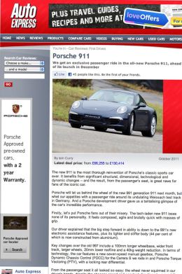 Auto Express Porsche 911 launch online article