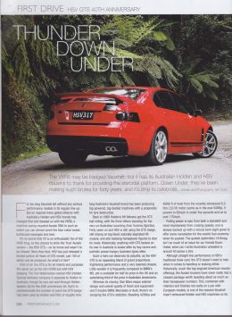 HSV GTS First Drive article, Performance Car Magazine