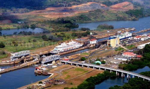 Birds Eye View Miraflores Locks Panama Canal
