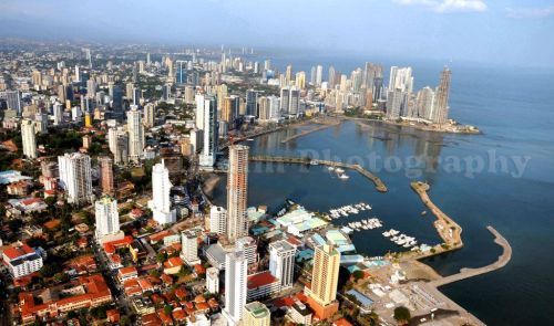 View of Panama City, showing construction of Cinta Costera
