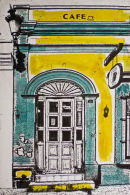 barrio cafe - 6x9 intaglio print (non-toxic) 2010