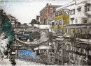 our river view - 5 x 7 intaglio print (non-toxic) 2009