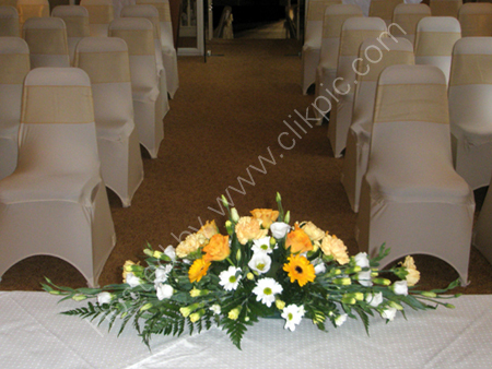 Gold Long-Low Table Arrangement