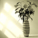 Stoneware vase edged in copper oxide 85cm high