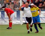 The Brazilian team celebrate a goal against England in the Blind World Cup. 