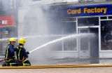 Firefighters tackle a blaze in Hereford High Town