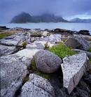 View towards Flakstad, Flakstadoya, Lofoten Islands, Norway