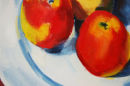 Still Life three apples II (blue ground), detail, 2008