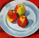 Still Life three apples I (green ground)