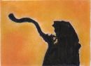 Man Blowing Shofar Silhouette