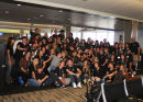 The crowd at LAX getting ready to leave.