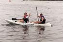 Lisa and Stacey on their "sit-on-top" kayak in Ventura Harbor. 