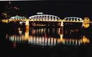 The pedestrian bridge in downtown Nashville from the deck of the General Jackson, a paddlewheel boat that does nightly cruises down the Cumberland River.