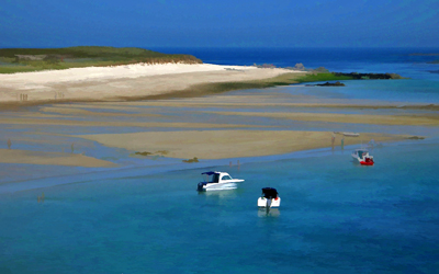 Boats off Shell Beach