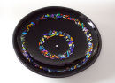 black bowl with coloured circles