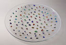 Large clear bowl with coloured pieces