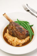 Braised Lamb Shanks with root vegetable mash.