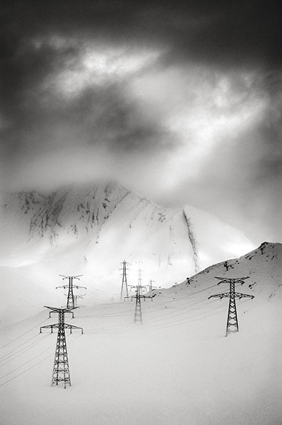Pylons in the Snow