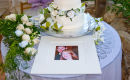 Wedding cake and guest book