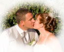 Bride and groom enjoying a kiss