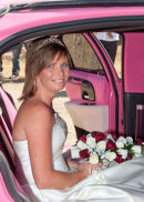 Sandra arriving in a Pink Limo
