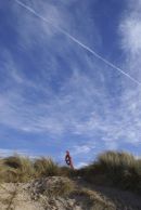 Lifebelt on sand dune