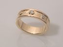 Textured Band w/ Three Diamonds
