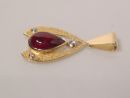 Tourmaline Cab Pendant w/ Leaf Gold