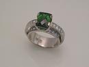 White Gold Double Shank Ring with Tourmaline