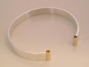 Hammered Silver Bangle with Yellow & Blue Sapphires in Gold