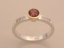 Pink Tourmaline with Diamonds Silver Ring 