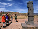 Tour group with guide at Tiwanaku, Bolivian Altiplano