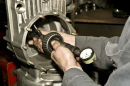 Gearbox pinion offset being 
checked and set during a rebuild.