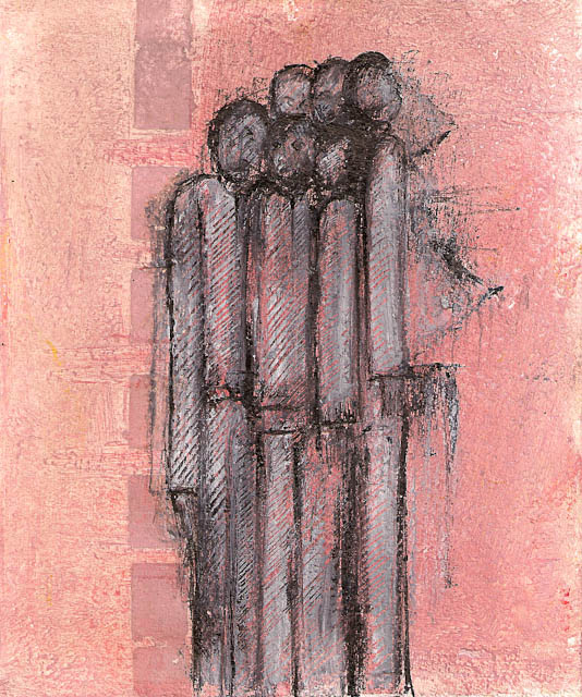 Keeping warm. 2008. Pastel and indian onk on paper. 22 x 17cm. �175.