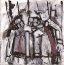 Strings attached. 2008. oil paint and indian ink on paper. 20 x 20cm. Private Collection.