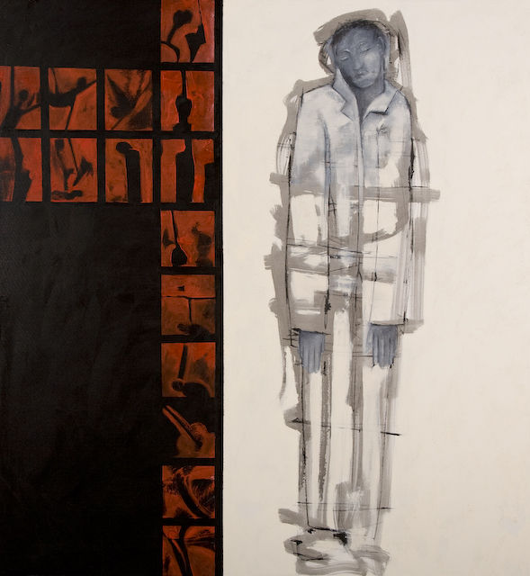 Newsreel Series.'Soft Hands'.
2007. oil on canvas. 168 x 155cm. �3000