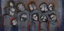 Speaking with soft voices.
2008. 0il and ink on paper. 30 x 15cm. Private Collection