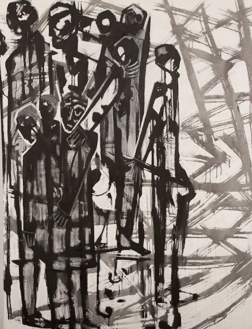 On Route to No Mans Land.
2001. oil and indian ink on canvas. 180 x 140cm. �2000