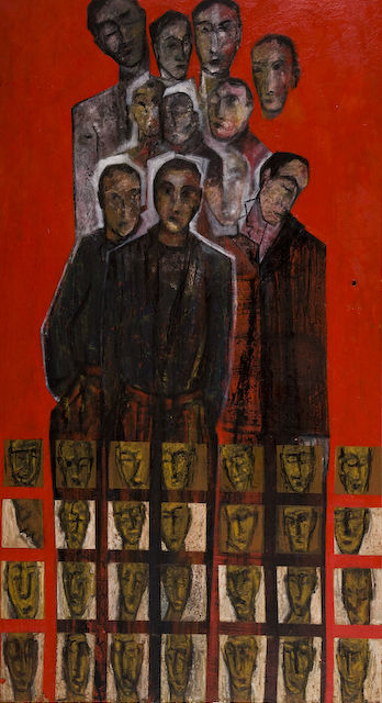 Searching for Relatives. oil on door. 139cm x 76cm. 1999/03. �1250.
