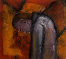 So small in all of this.2006. oil on paper. 14 x 13cm. Private Collection