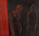 By the red wall.
2006. oil on canvas. 17 x 14cm. £150