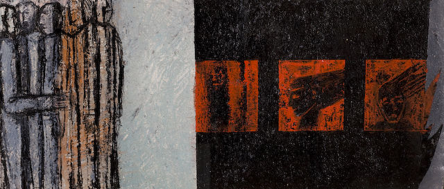 Centre page for the book of Newsreel 2.
2008. oil on canvas. 41 x 18cm. �225