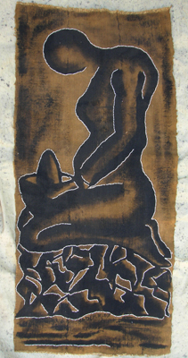 One of Kader's recent pieces, highlighted in stitching